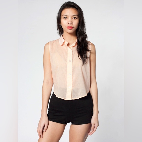 BNWOT American apparel collared sleeveless cotton lawn shirt in *deep purple* - Picture 8 of 8